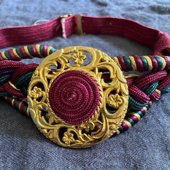 Vintage Casual Corner Ornate Jewel Coastal Cowboy Tone Belt: S/M - Picture 1 of 14